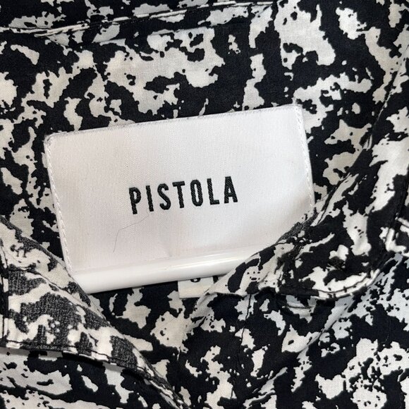 Pistola Sam Black and White Cotton Floral Long Sleeve Shirt Dress Small S - Picture 4 of 9